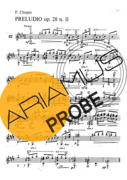 Chopin Preludio Op 28 N. 11 score for Akustische Gitarre