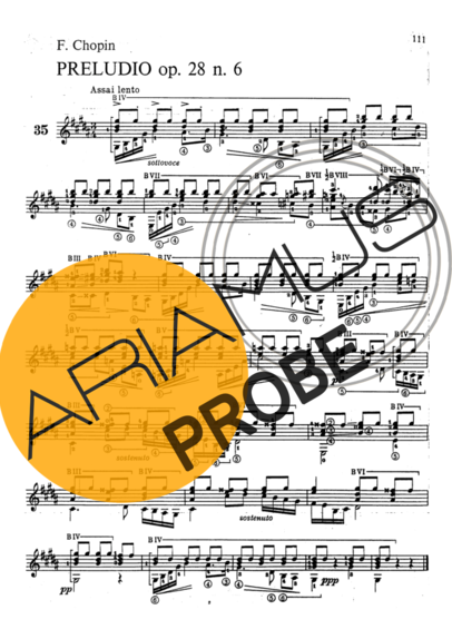 Chopin Preludio Op. 28 N. 6 score for Akustische Gitarre