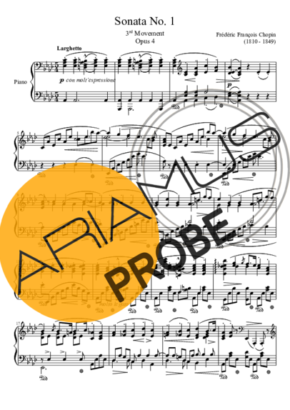 Chopin Sonata No. 1 3rd Movement score for Klavier