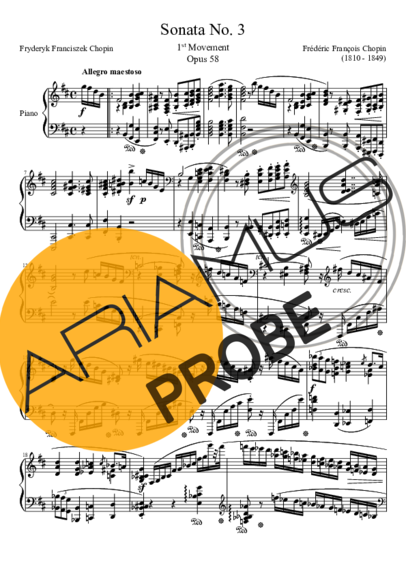 Chopin Sonata No. 3 1st Movement score for Klavier
