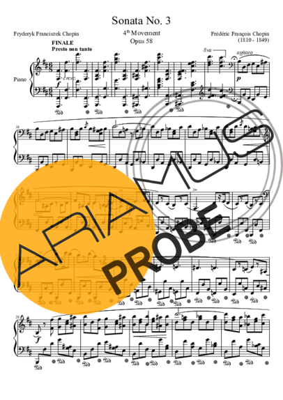 Chopin Sonata No. 3 4th Movement score for Klavier