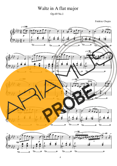 Chopin Waltz In A Flat Major Op. 69 No. 1 - Frederic Chopin score for Klavier
