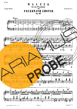 Chopin Waltz In Ab Major Op.42 score for Klavier