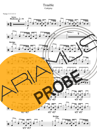Coldplay Trouble score for Schlagzeug