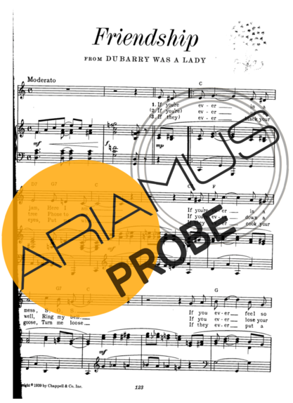 Cole Porter Friendship score for Klavier