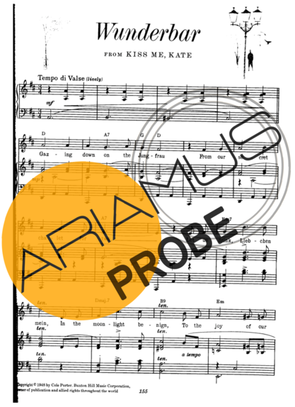 Cole Porter Wunderbar score for Klavier