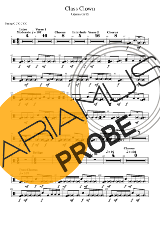 Conan Gray Class Clown score for Schlagzeug