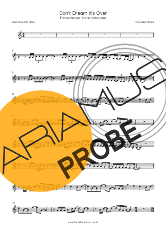 Crowded House Don´t Dream It´s Over Partituren für Alt-Saxophon