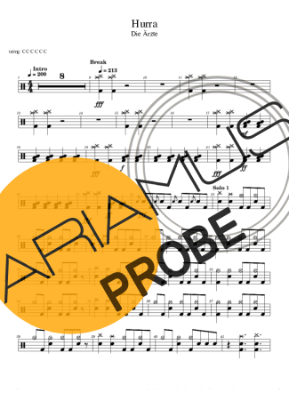 Die Ärzte Hurra Partituren für Schlagzeug