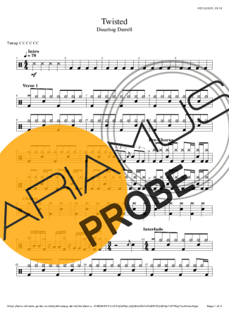 Dimebag Darrell Twisted score for Schlagzeug