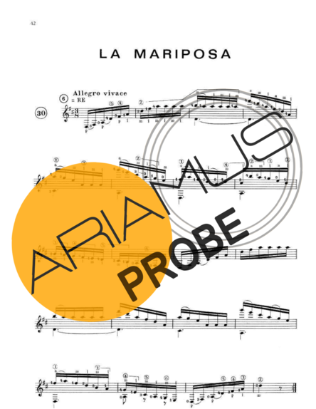 Francisco Tárrega La Mariposa score for Akustische Gitarre