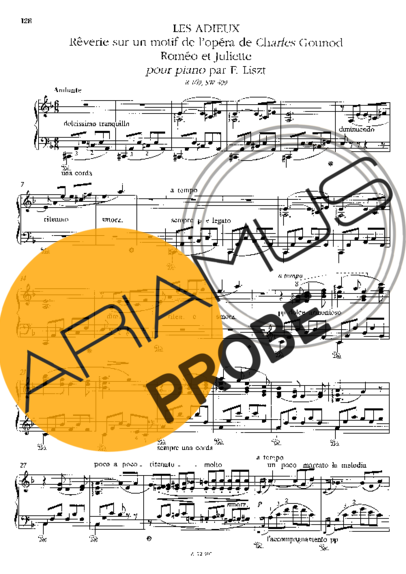 Franz Liszt Les Adieux S.409 score for Klavier
