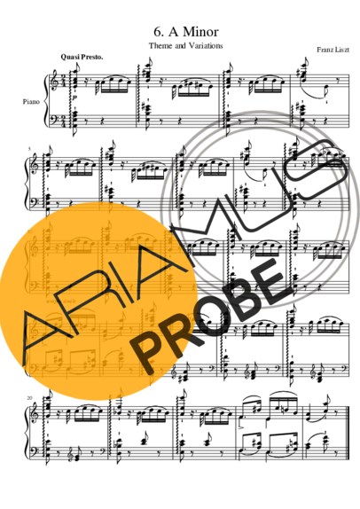 Franz Liszt Temas e Variações em Lá menor score for Klavier