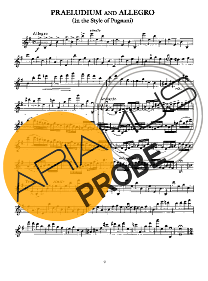 Fritz Kreisler Praeludium and Allegro score for Geigen