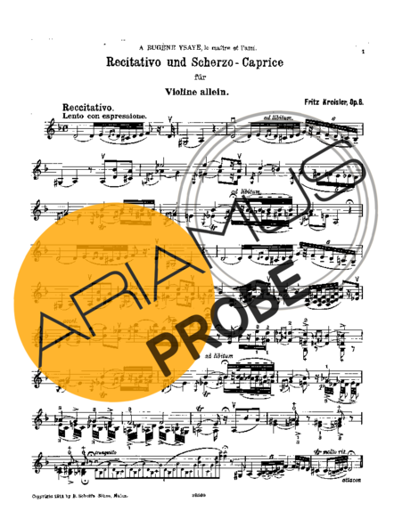 Fritz Kreisler Recitativo Un Scherzo Caprice score for Geigen