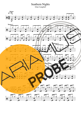 Glen Campbell Southern Nights score for Schlagzeug