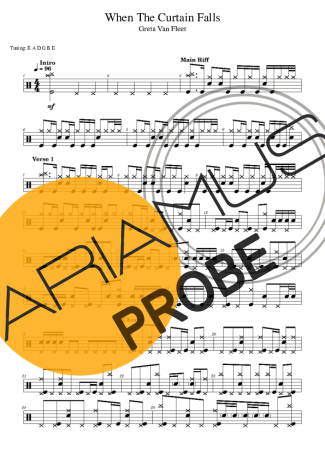 Greta Van Fleet When The Curtain Falls score for Schlagzeug