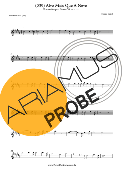 Harpa Cristã (039) Alvo Mais Que A Neve score for Alt-Saxophon