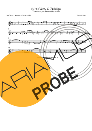 Harpa Cristã (076) Vem Ó Pródigo score for Tenor-Saxophon Sopran (Bb)