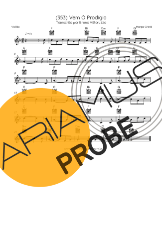 Harpa Cristã (353) Vem Ó Prodígio score for Akustische Gitarre