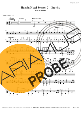 Hazbin Hotel Season 2 Gravity score for Schlagzeug