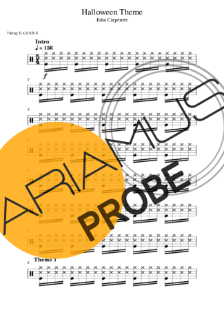 John Carpenter Halloween Theme score for Schlagzeug