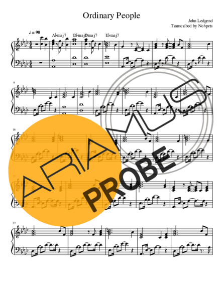 John Legend Ordinary People (Ab) score for Klavier