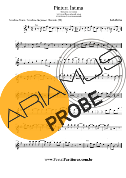 Kid Abelha Pintura Íntima score for Tenor-Saxophon Sopran (Bb)