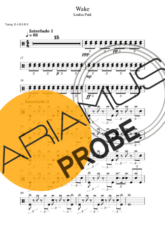 Linkin Park Wake score for Schlagzeug