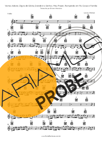 Louvor Aliança Vamos Adorar, Digno De Glória, Grande é O Senhor, Meu Prazer, Rompendo Em Fé, Corpo E Família score for Akustische Gitarre