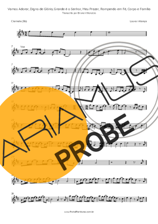 Louvor Aliança Vamos Adorar, Digno De Glória, Grande é O Senhor, Meu Prazer, Rompendo Em Fé, Corpo E Família Partituren für Klarinette (Bb)