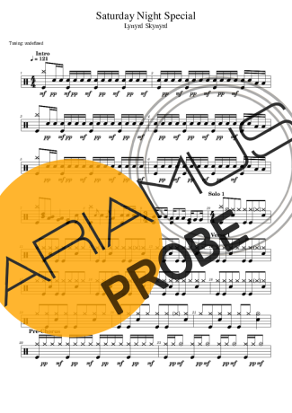 Lynyrd Skynyrd Saturday Night Special Partituren für Schlagzeug