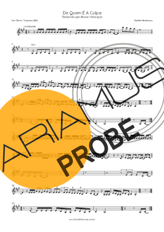 Marília Mendonça De Quem É A Culpa Partituren für Tenor-Saxophon Sopran (Bb)