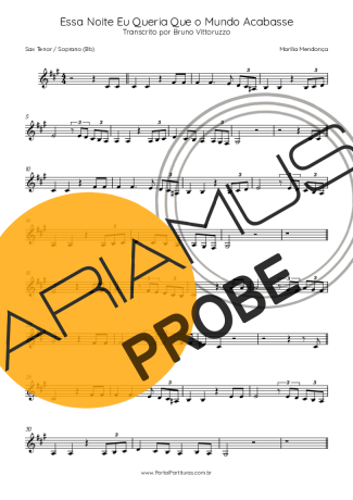 Marília Mendonça Essa Noite Eu Queria Que O Mundo Acabasse Partituren für Tenor-Saxophon Sopran (Bb)