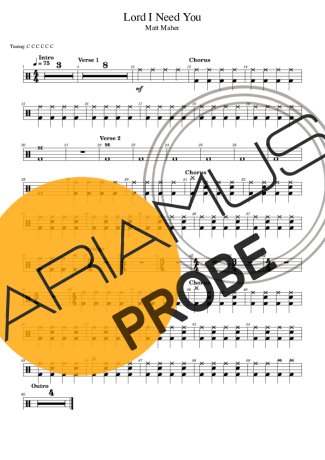 Matt Maher Lord I Need You Partituren für Schlagzeug