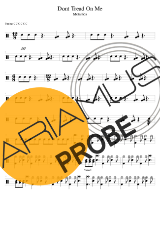 Metallica Don´t Tread On Me score for Schlagzeug