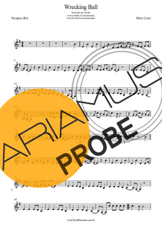Miley Cyrus Wrecking Ball score for Trompete