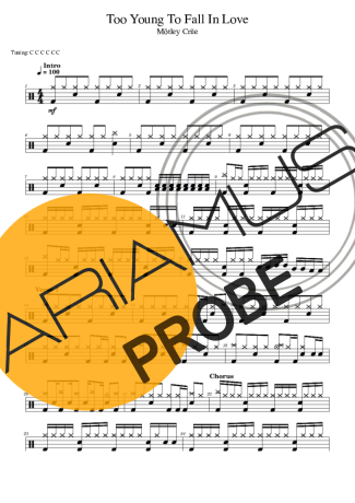 Mötley Crüe Too Young To Fall In Love score for Schlagzeug