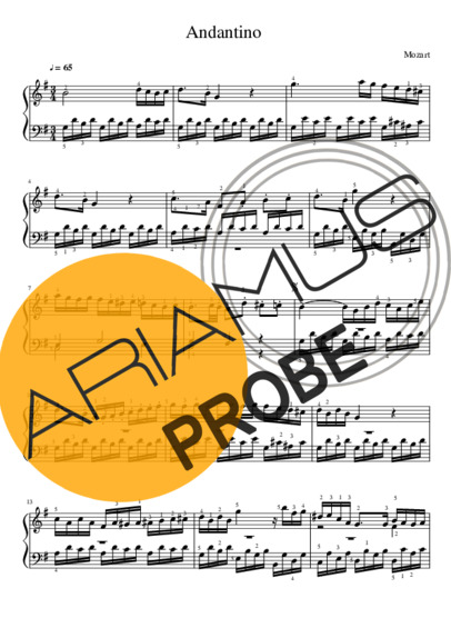 Mozart Andantino score for Klavier