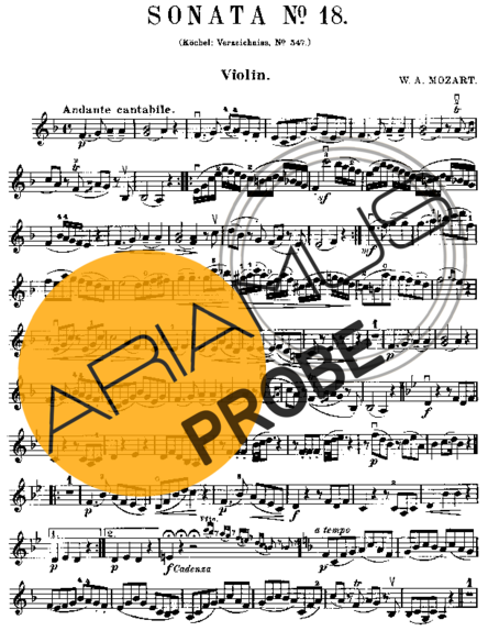 Mozart Violin Sonata 18 score for Geigen
