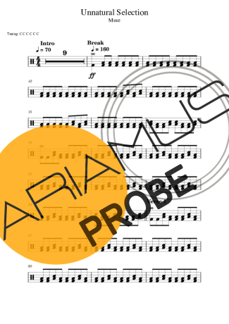 Muse Unnatural Selection score for Schlagzeug