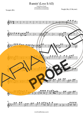 Naughty Boy Runnin´ (Lose It All) score for Trompete