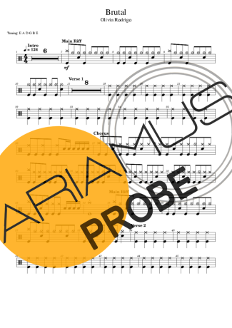 Olivia Rodrigo Brutal Partituren für Schlagzeug