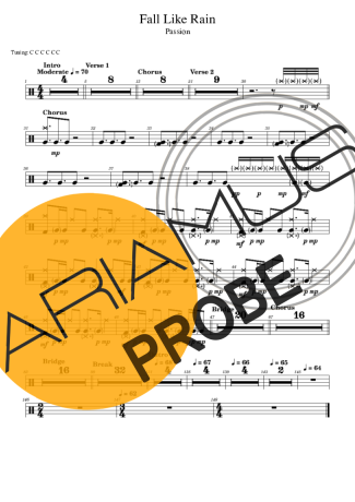 Passion feat. Rachel Halbach Fall Like Rain (for Brushes) score for Schlagzeug