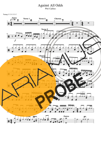 Phil Collins Against All Odds Partituren für Schlagzeug