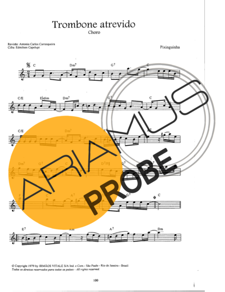 Pixinguinha Trombone Atrevido score for Cavaco (kleine Gitarre)