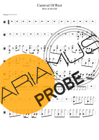 Poets of the Fall Carnival Of Rust score for Schlagzeug