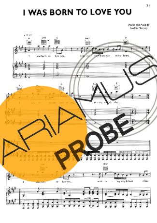 Queen I Was Born To Love You score for Klavier