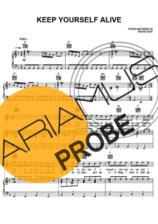 Queen Keep Yourself Alive score for Klavier