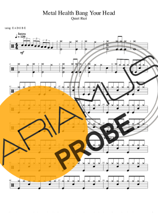 Quiet Riot Metal Health Bang Your Head score for Schlagzeug